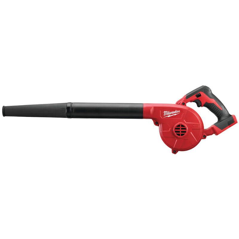 Milwaukee M18 Compact Blower Body Only, powerful battery-operated blower with removable nozzle, nozzle extension, variable speed control, and inflator/deflator attachment for cleaning tight spaces. Milwaukee M18 Compact Blower Body Only, powerful battery-operated blower with removable nozzle, nozzle extension, variable speed control, and inflator/deflator attachment for cleaning tight spaces.